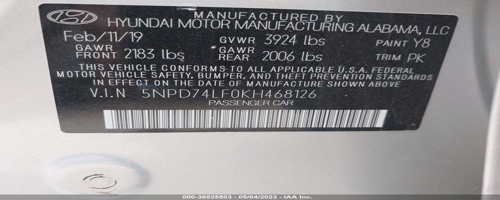 5NPD74LF0KH468126 2019 HYUNDAI ELANTRA photo no. 9