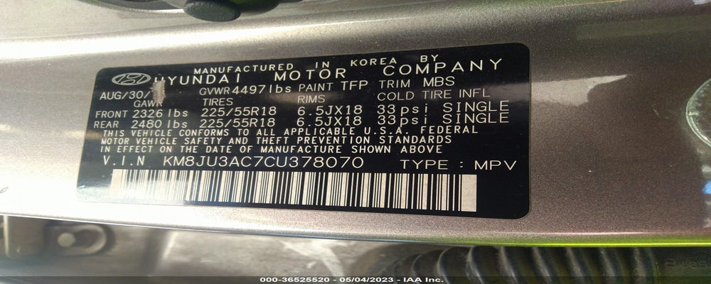 KM8JU3AC7CU378070 2012 HYUNDAI TUCSON photo no. 9