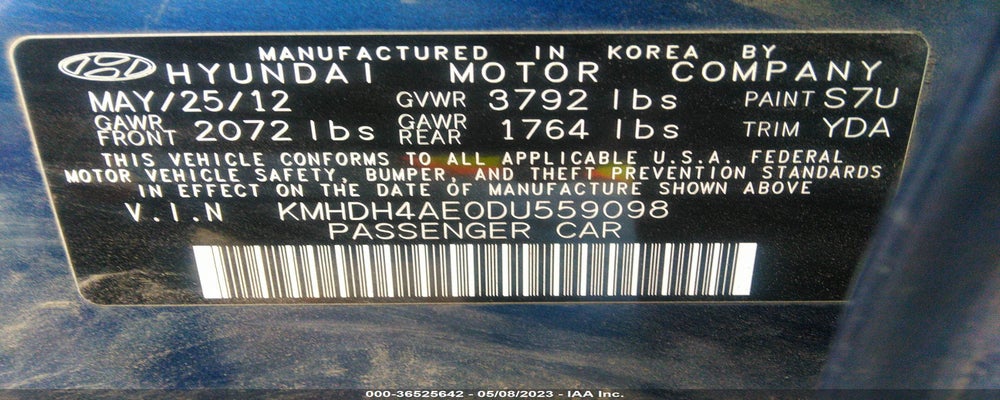 KMHDH4AE0DU559098 2013 HYUNDAI ELANTRA photo no. 9