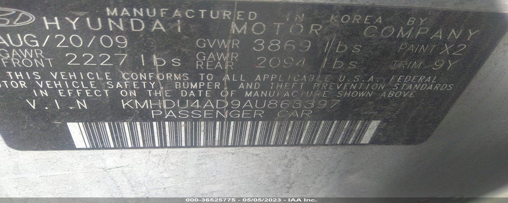 KMHDU4AD9AU863397 2010 HYUNDAI ELANTRA photo no. 9
