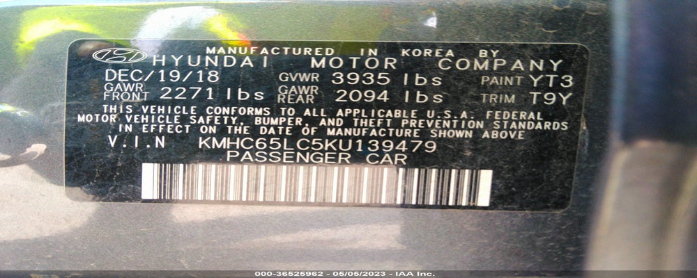 KMHC65LC5KU139479 2019 HYUNDAI IONIQ HYBRID photo no. 9