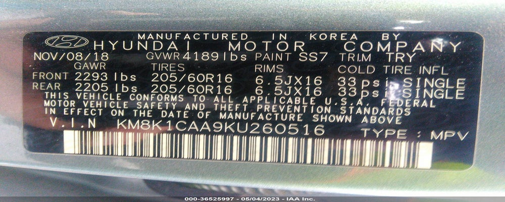 KM8K1CAA9KU260516 2019 HYUNDAI KONA photo no. 9