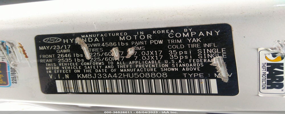 KM8J33A42HU508808 2017 HYUNDAI TUCSON photo no. 9
