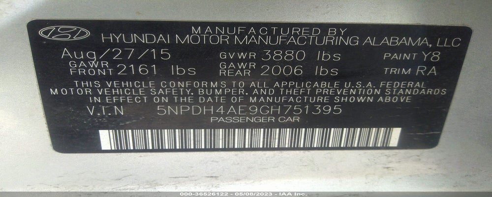5NPDH4AE9GH751395 2016 HYUNDAI ELANTRA photo no. 9