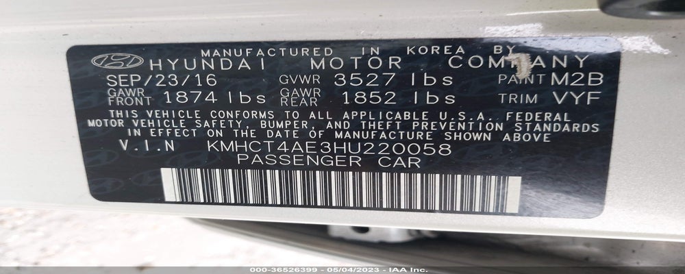 KMHCT4AE3HU220058 2017 HYUNDAI ACCENT photo no. 9