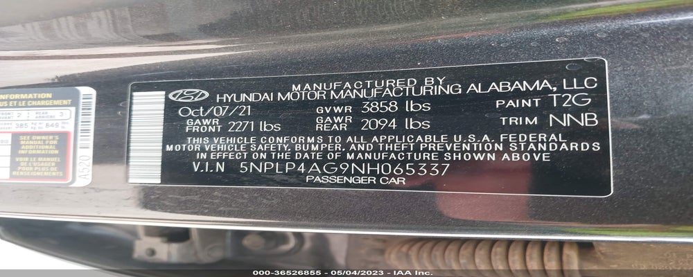 5NPLP4AG9NH065337 2022 HYUNDAI ELANTRA photo no. 9