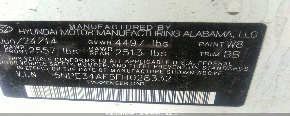 5NPE34AF5FH028332 2015 HYUNDAI SONATA photo no. 9
