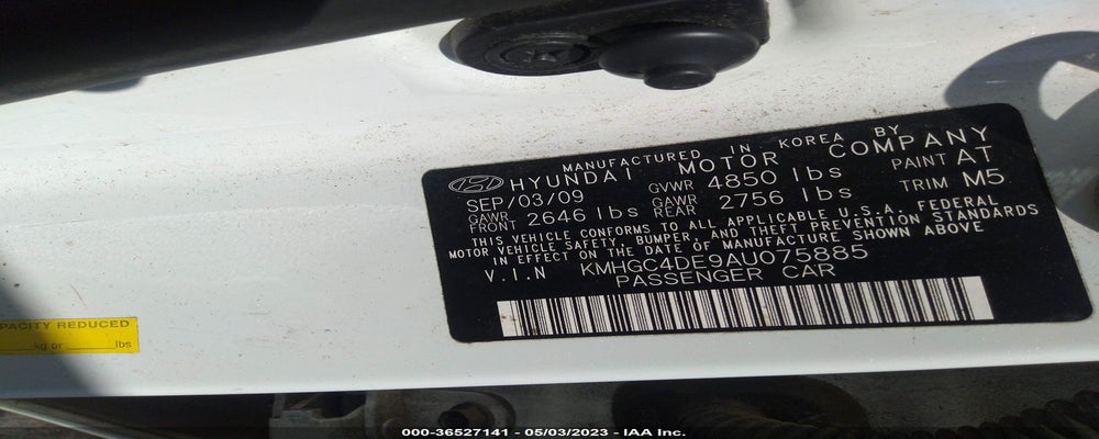 KMHGC4DE9AU075885 2010 HYUNDAI GENESIS photo no. 9