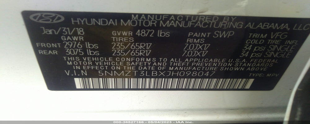 5NMZT3LBXJH098047 2018 HYUNDAI SANTA FE SPORT photo no. 9