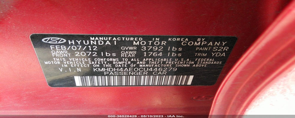 KMHDH4AE0CU446279 2012 HYUNDAI ELANTRA photo no. 9