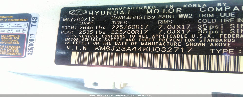 KM8J23A44KU032717 2019 HYUNDAI TUCSON photo no. 9