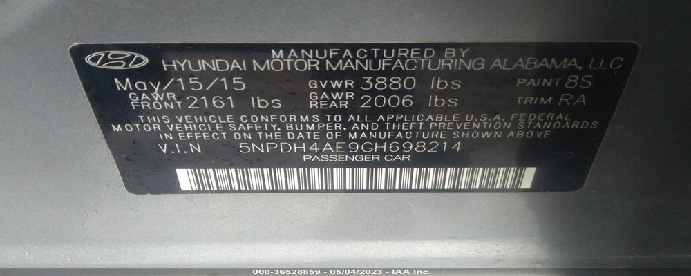 5NPDH4AE9GH698214 2016 HYUNDAI ELANTRA photo no. 9
