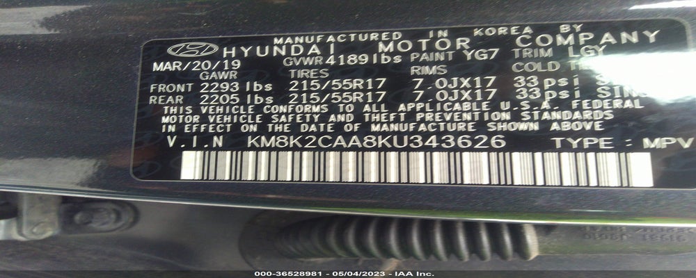 KM8K2CAA8KU343626 2019 HYUNDAI KONA photo no. 9