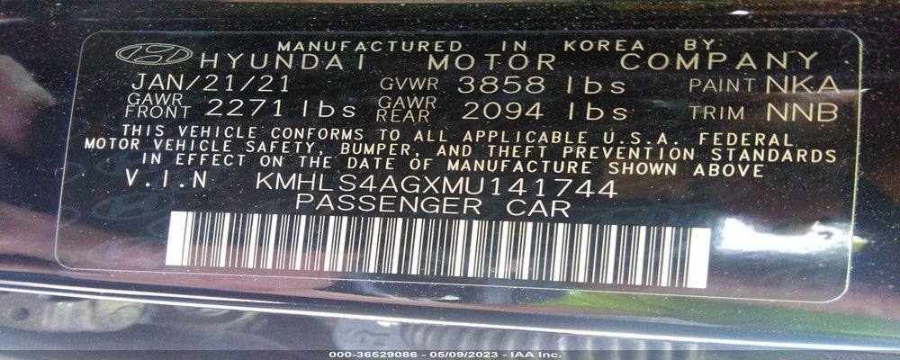 KMHLS4AGXMU141744 2021 HYUNDAI ELANTRA photo no. 9