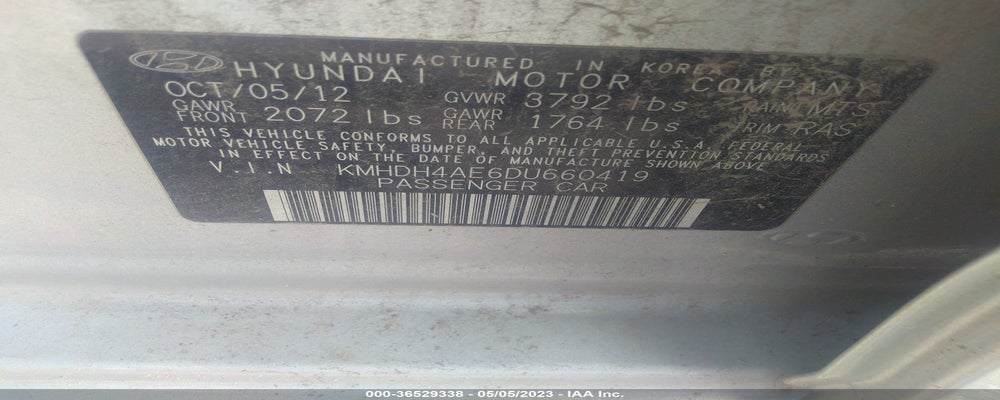 KMHDH4AE6DU660419 2013 HYUNDAI ELANTRA photo no. 9