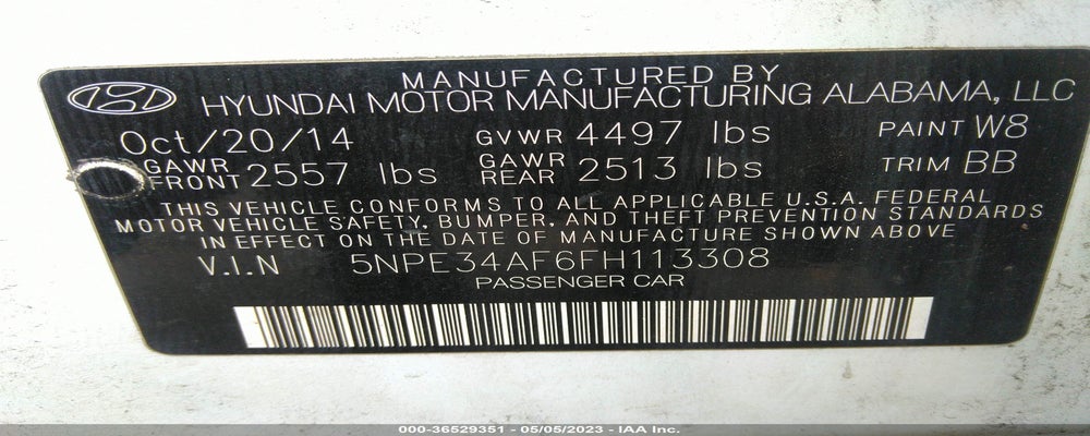 5NPE34AF6FH113308 2015 HYUNDAI SONATA photo no. 9