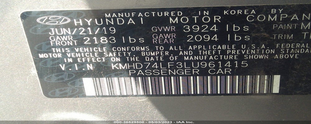 KMHD74LF3LU961415 2020 HYUNDAI ELANTRA photo no. 9