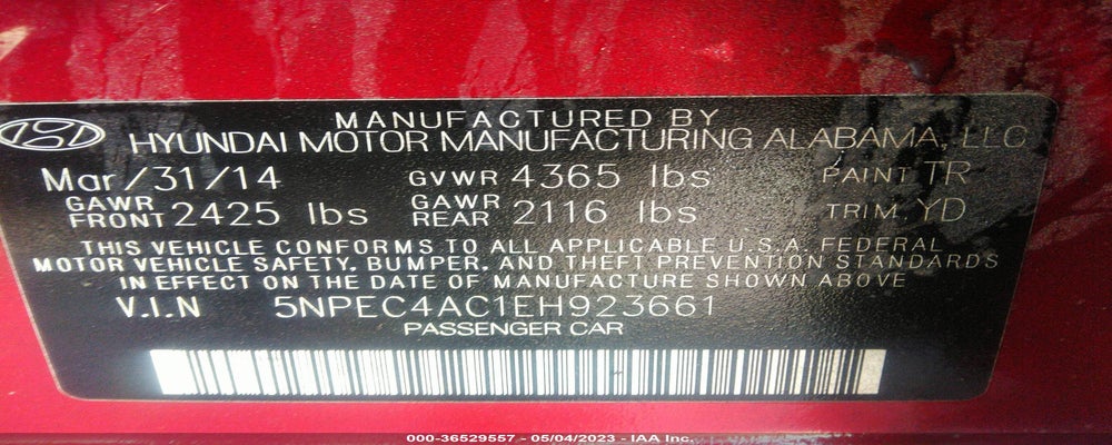 5NPEC4AC1EH923661 2014 HYUNDAI SONATA photo no. 9