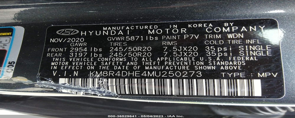 KM8R4DHE4MU250273 2021 HYUNDAI PALISADE photo no. 9