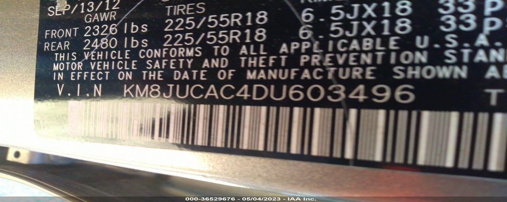 KM8JUCAC4DU603496 2013 HYUNDAI TUCSON photo no. 9