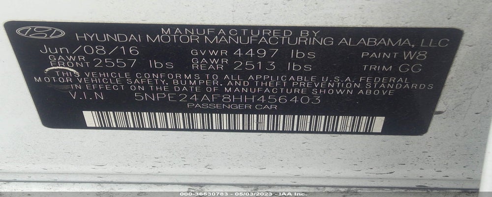 5NPE24AF8HH456403 2017 HYUNDAI SONATA photo no. 9