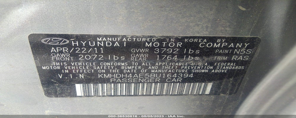 KMHDH4AE5BU164394 2011 HYUNDAI ELANTRA photo no. 9