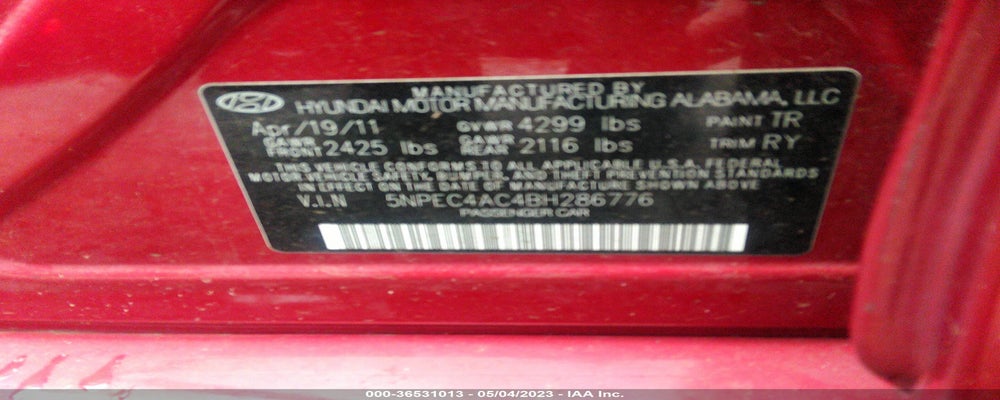 5NPEC4AC4BH286776 2011 HYUNDAI SONATA photo no. 9
