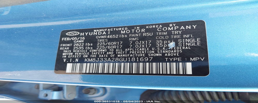 KM8J33A28GU181697 2016 HYUNDAI TUCSON photo no. 9