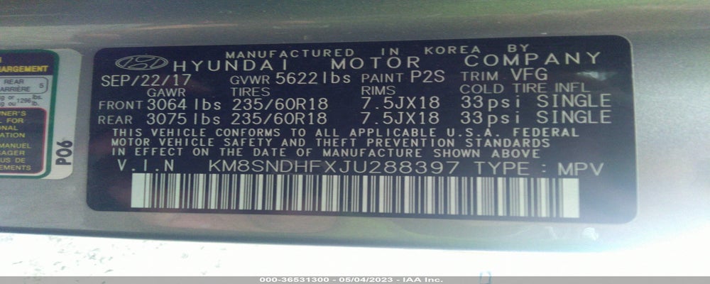 KM8SNDHFXJU288397 2018 HYUNDAI SANTA FE photo no. 9