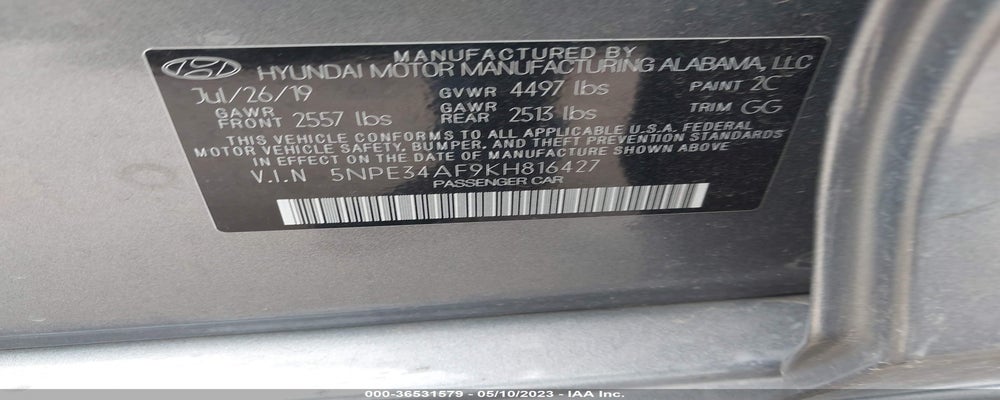 5NPE34AF9KH816427 2019 HYUNDAI SONATA photo no. 9