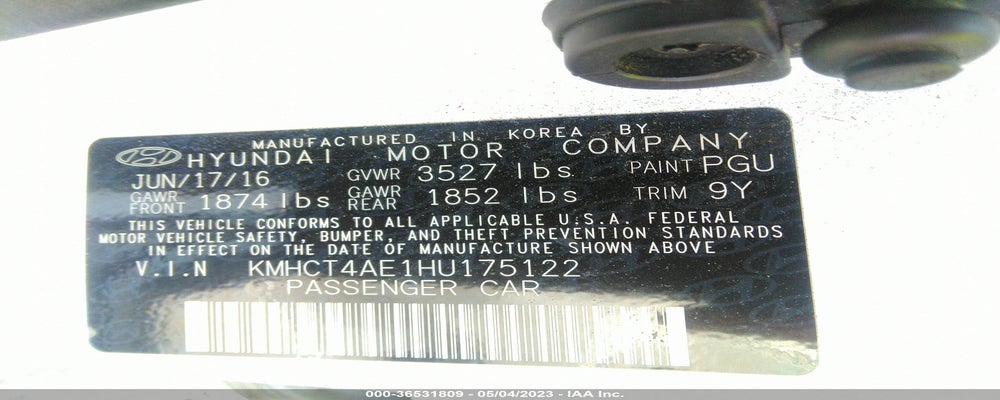 KMHCT4AE1HU175122 2017 HYUNDAI ACCENT photo no. 9