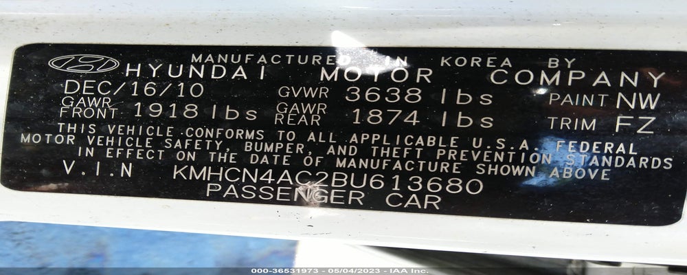 KMHCN4AC2BU613680 2011 HYUNDAI ACCENT photo no. 9