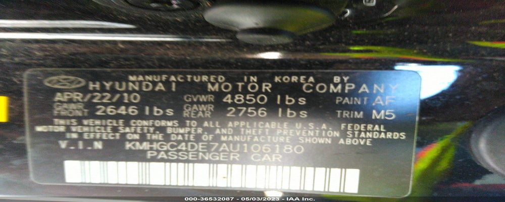 KMHGC4DE7AU106180 2010 HYUNDAI GENESIS photo no. 9