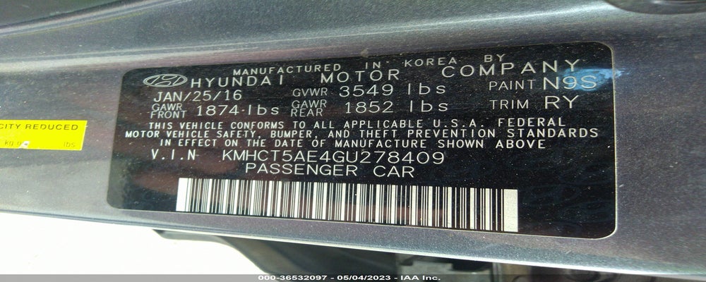 KMHCT5AE4GU278409 2016 HYUNDAI ACCENT photo no. 9