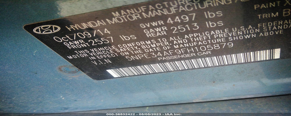 5NPE34AF9FH105879 2015 HYUNDAI SONATA photo no. 9