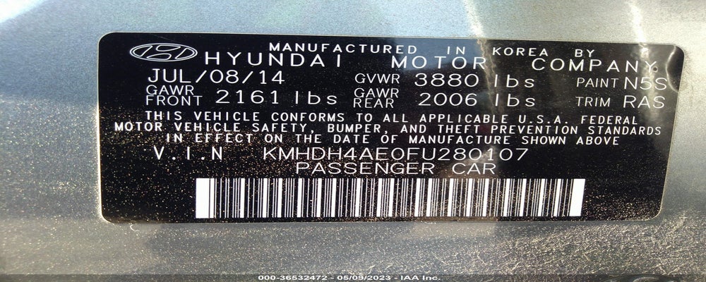 KMHDH4AE0FU280107 2015 HYUNDAI ELANTRA photo no. 9