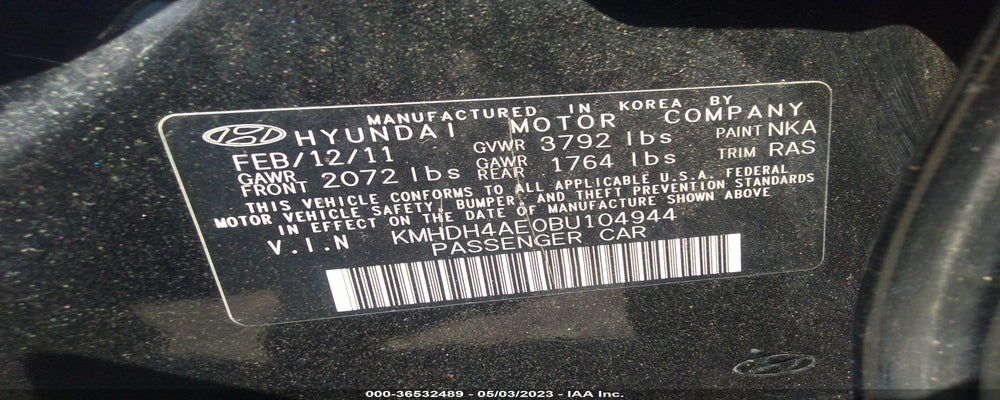 KMHDH4AE0BU104944 2011 HYUNDAI ELANTRA photo no. 9