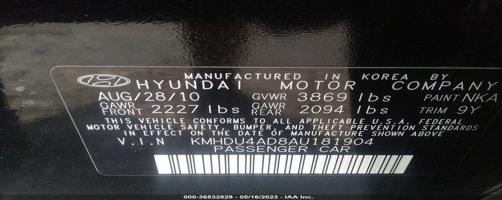 KMHDU4AD8AU181904 2010 HYUNDAI ELANTRA photo no. 9