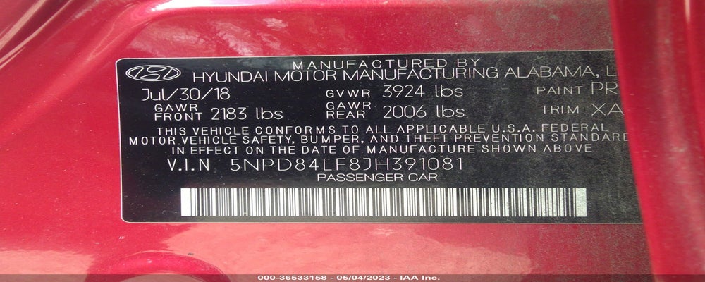 5NPD84LF8JH391081 2018 HYUNDAI ELANTRA photo no. 9