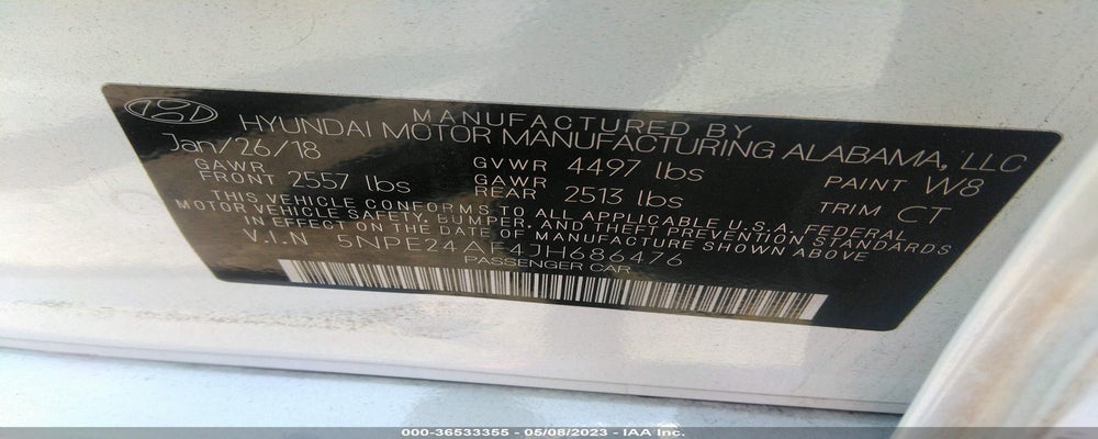 5NPE24AF4JH686476 2018 HYUNDAI SONATA photo no. 9