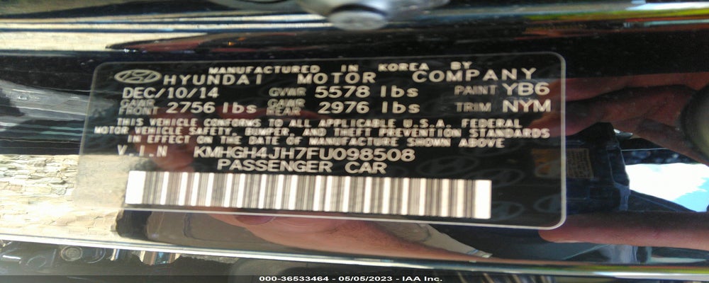 KMHGH4JH7FU098508 2015 HYUNDAI EQUUS photo no. 9