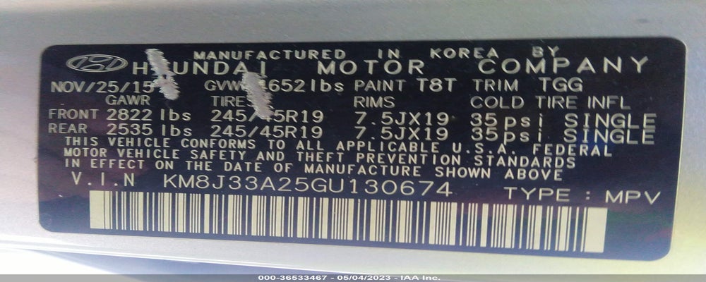 KM8J33A25GU130674 2016 HYUNDAI TUCSON photo no. 9