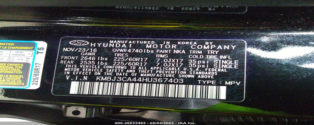 KM8J3CA44HU367403 2017 HYUNDAI TUCSON photo no. 9