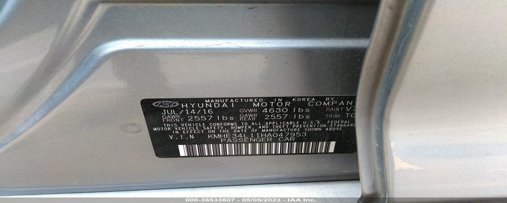 KMHE34L11HA047953 2017 HYUNDAI SONATA HYBRID photo no. 9