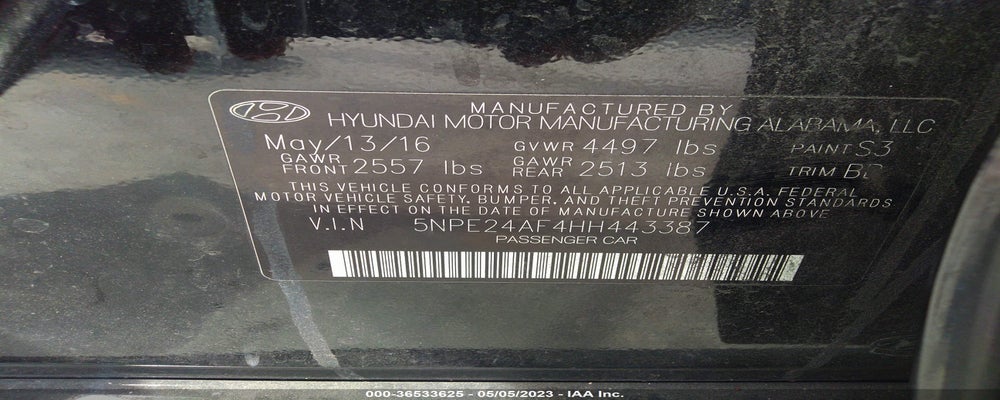 5NPE24AF4HH443387 2017 HYUNDAI SONATA photo no. 9