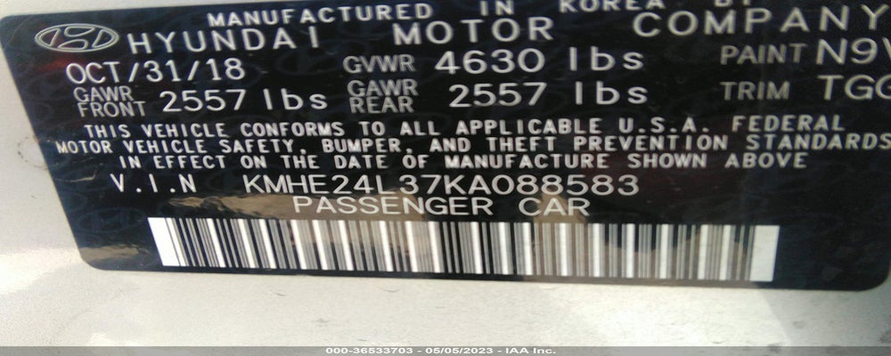 KMHE24L37KA088583 2019 HYUNDAI SONATA HYBRID photo no. 9