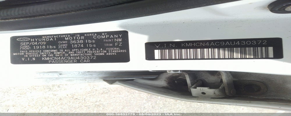 KMHCN4AC9AU430372 2010 HYUNDAI ACCENT photo no. 9