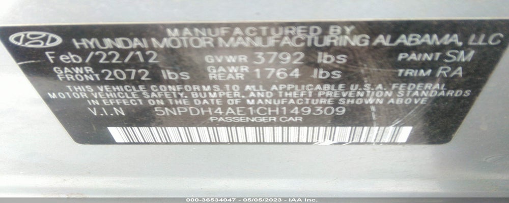 5NPDH4AE1CH149309 2012 HYUNDAI ELANTRA photo no. 9