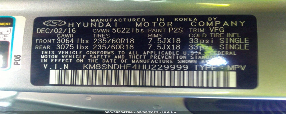 KM8SNDHF4HU229999 2017 HYUNDAI SANTA FE photo no. 9