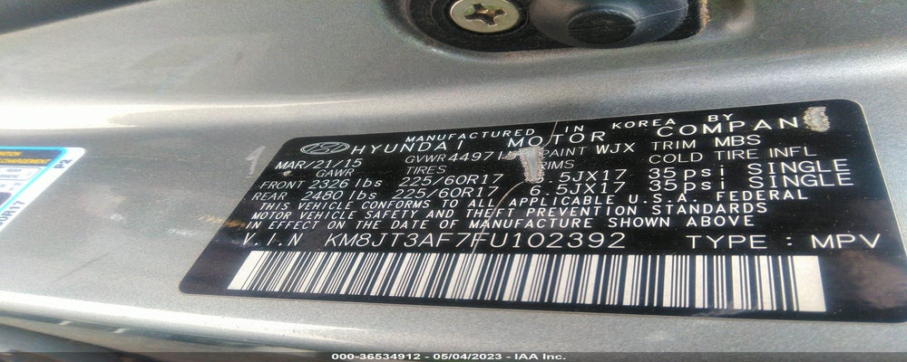 KM8JT3AF7FU102392 2015 HYUNDAI TUCSON photo no. 9
